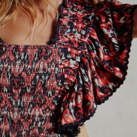 Anthropologie  Let Me Be Smocked Crop Top Size L - Picture 3 of 4